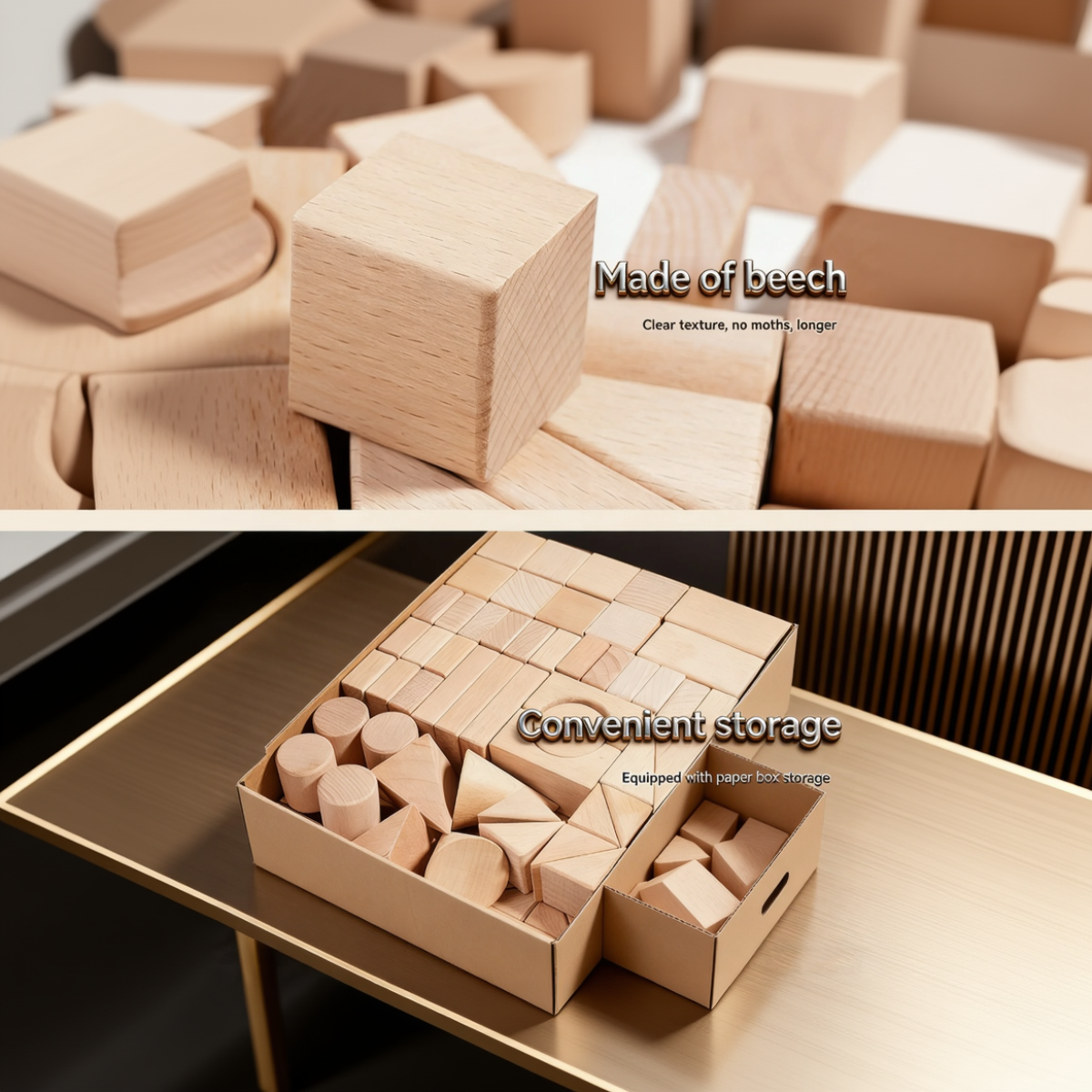 BlockyFun – Créatif et éducatif – Coffret de 100 blocs de construction en bois