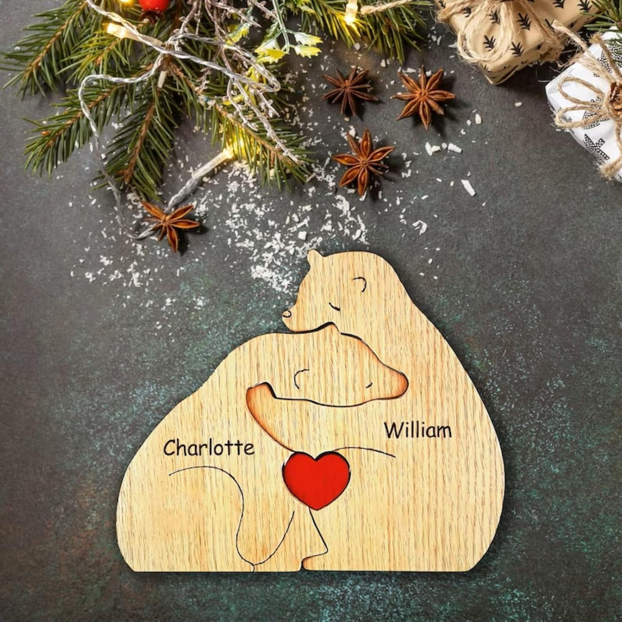 Family Puzzle – Cadeau personnalisé pour la fête des Mères avec une famille d'oursons