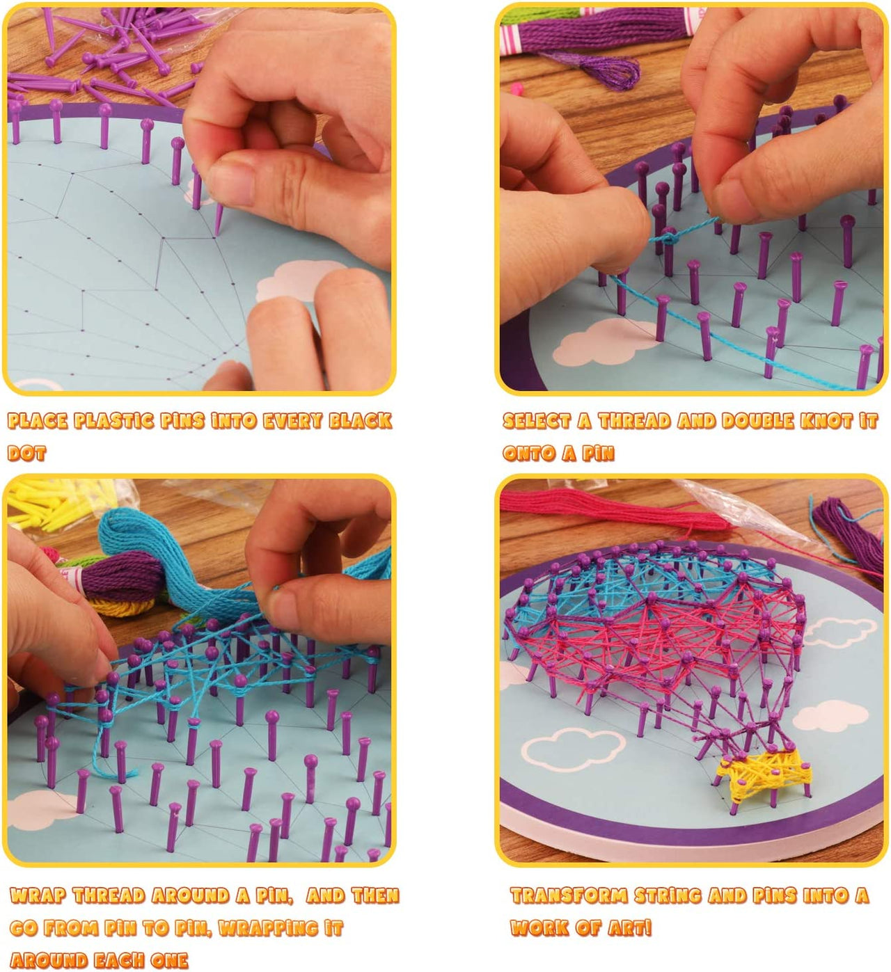 String Art Craft Kit™ - Créations colorées avec du fil - Kit d'artisanat de fil