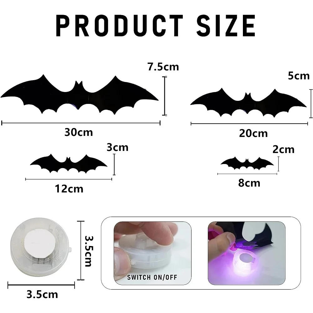 SpookyGlow – Effrayant et plein d'ambiance – Décoration murale LED « chauve-souris d'Halloween »