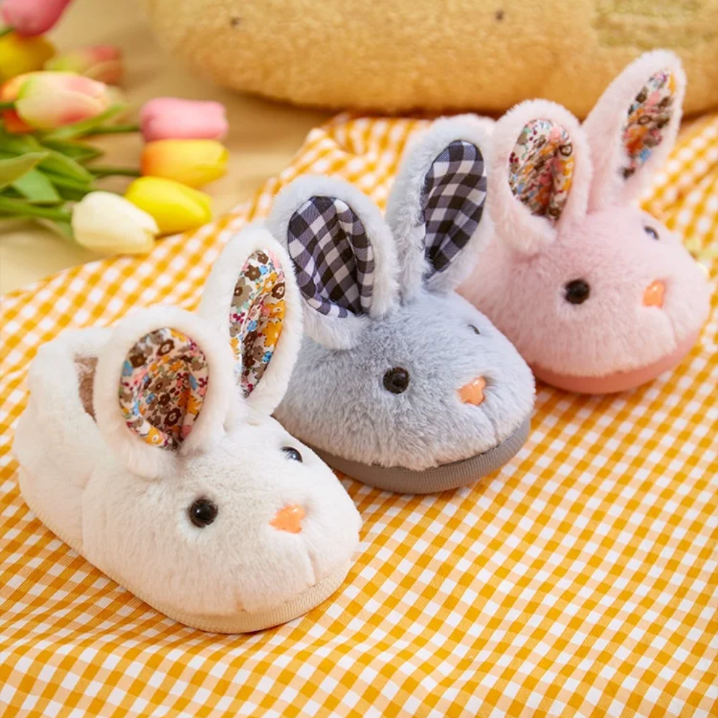 BunnyToes – Douces et chaudes – Chaussons en peluche en forme de lapin