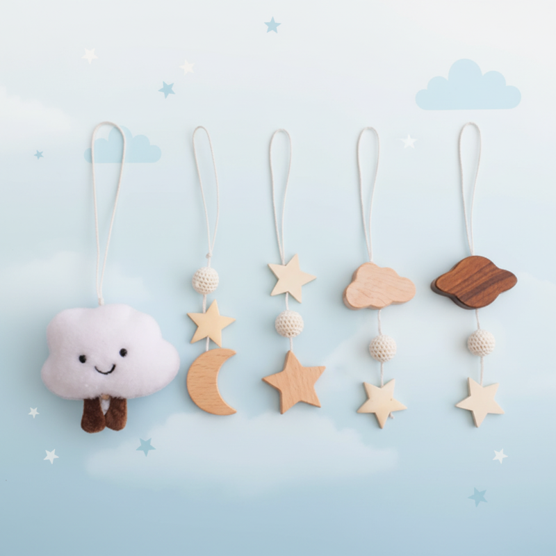 Wooden Baby Rattle Toy – Éveil sensoriel et sécurité – Baby Gym