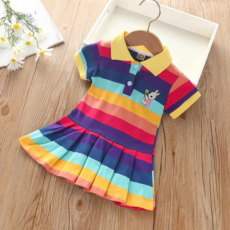 RainbowBabe – Frais et coloré – Robe polo pour enfant