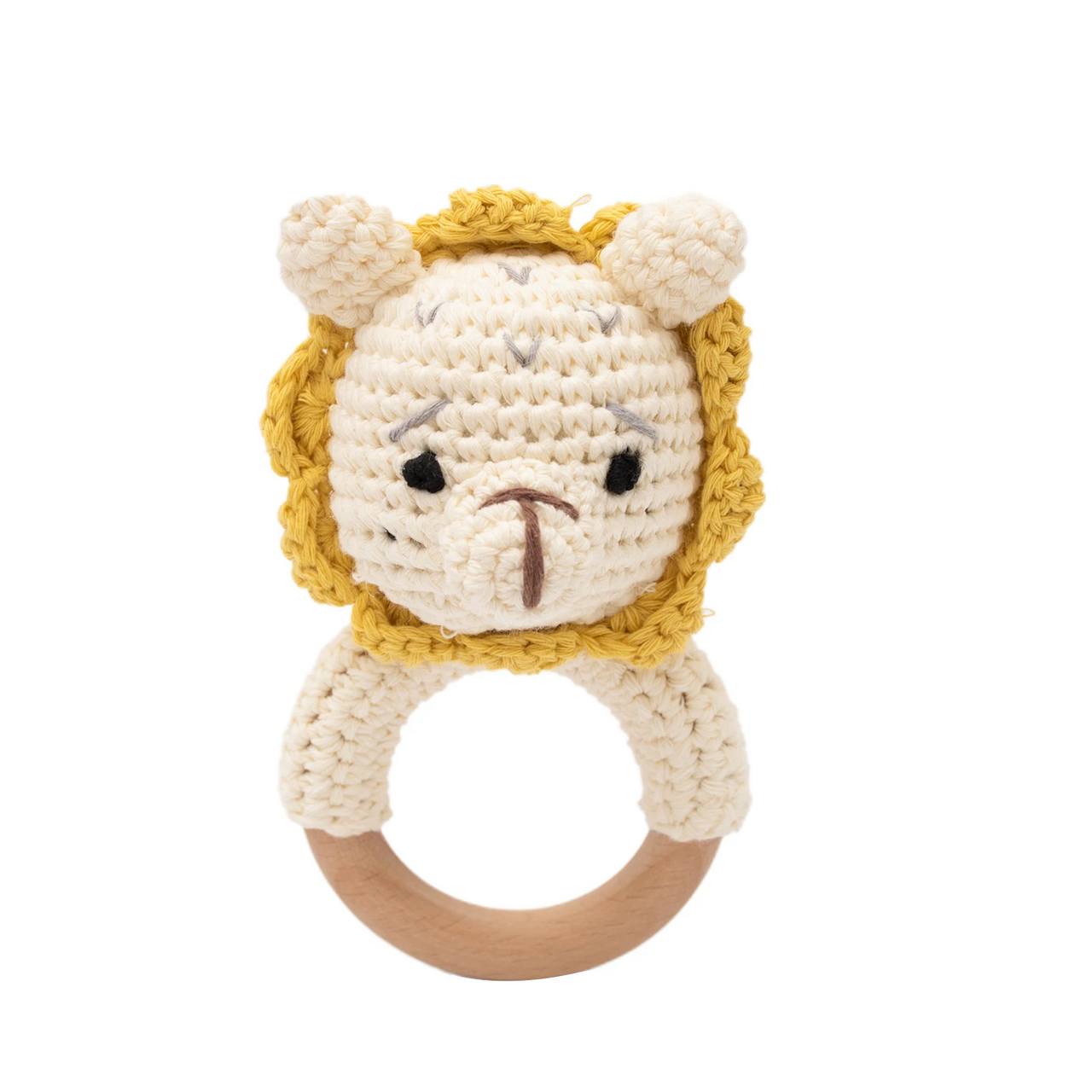 CuddleRattle – Doux et ludique – Hochet pour bébé au crochet avec anneau en bois