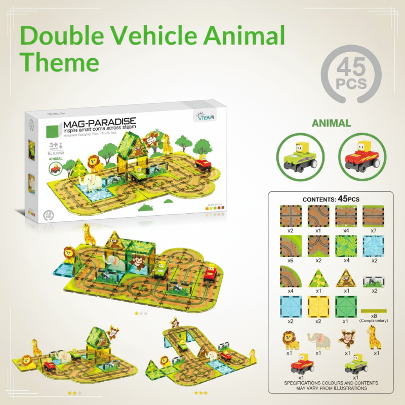 Magnetic Road Blocks – Créatif et éducatif – Kit de construction « Chemins magnétiques »
