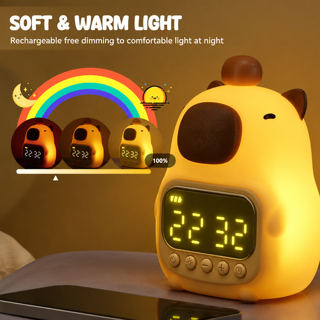 CappyClock – Mignon et polyvalent – Réveil numérique pour enfants avec veilleuse
