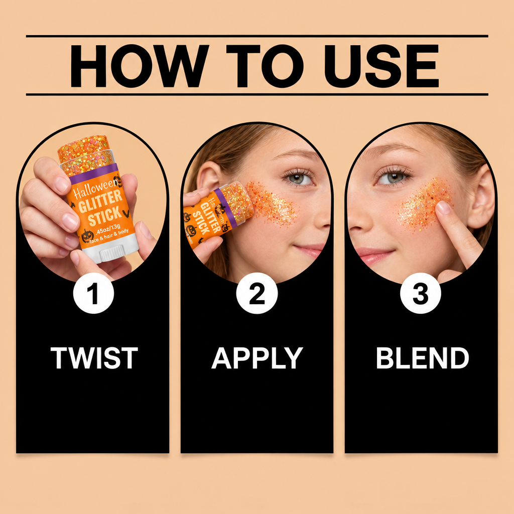 GlitterPop – Éclatant et festif – Stick pailleté d'Halloween pour le visage, les cheveux et le corps
