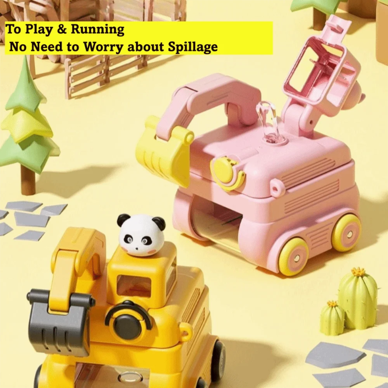 TinyExcavators – Unique et fonctionnelle – Bouteille d'eau « pelleteuse » avec paille