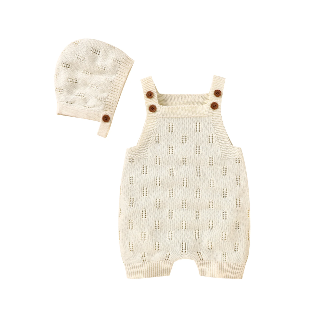 MiniCozy – Doux et confortable – Salopette tricotée pour bébé avec bonnet