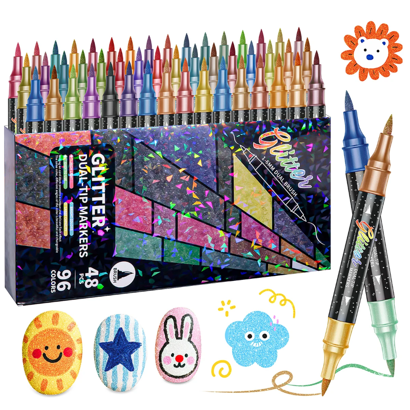ArtShine – Coloré et pétillant – Coffret de feutres pailletés et lumineux double face