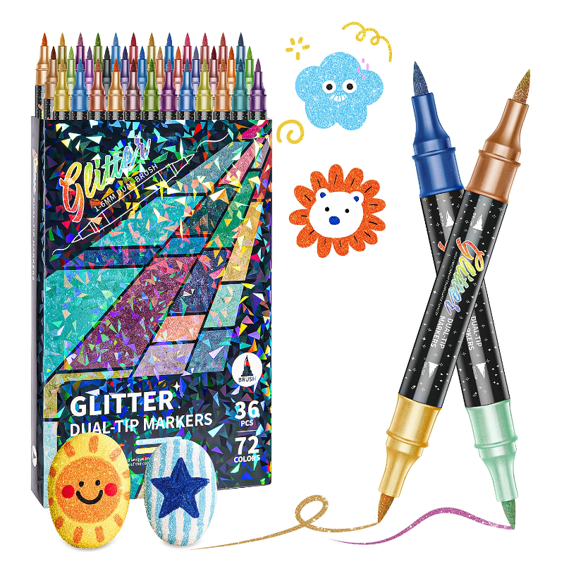 ArtShine – Coloré et pétillant – Coffret de feutres pailletés et lumineux double face