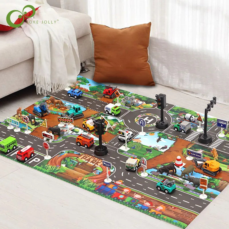 Car Adventure Magic City Playmat™ - Tapis de Jeu Ville et Circulation !