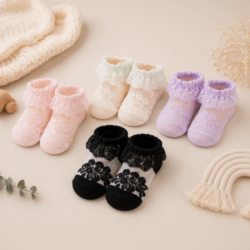 BabyBliss – Confortables et légères – Chaussettes en dentelle pour bébé