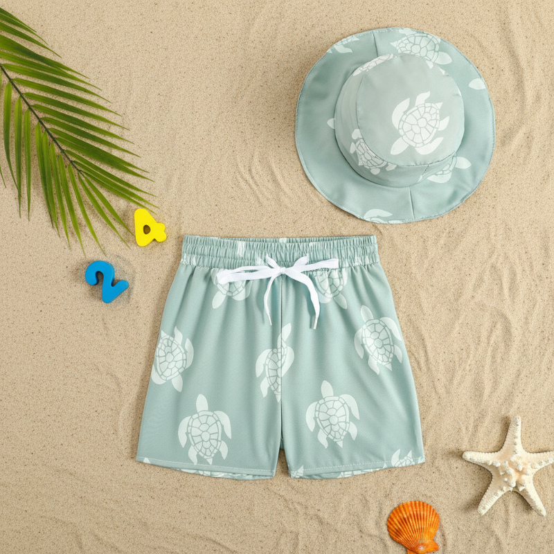 Beach Set – Coloré et élégant – Maillot de bain imprimé et chapeau