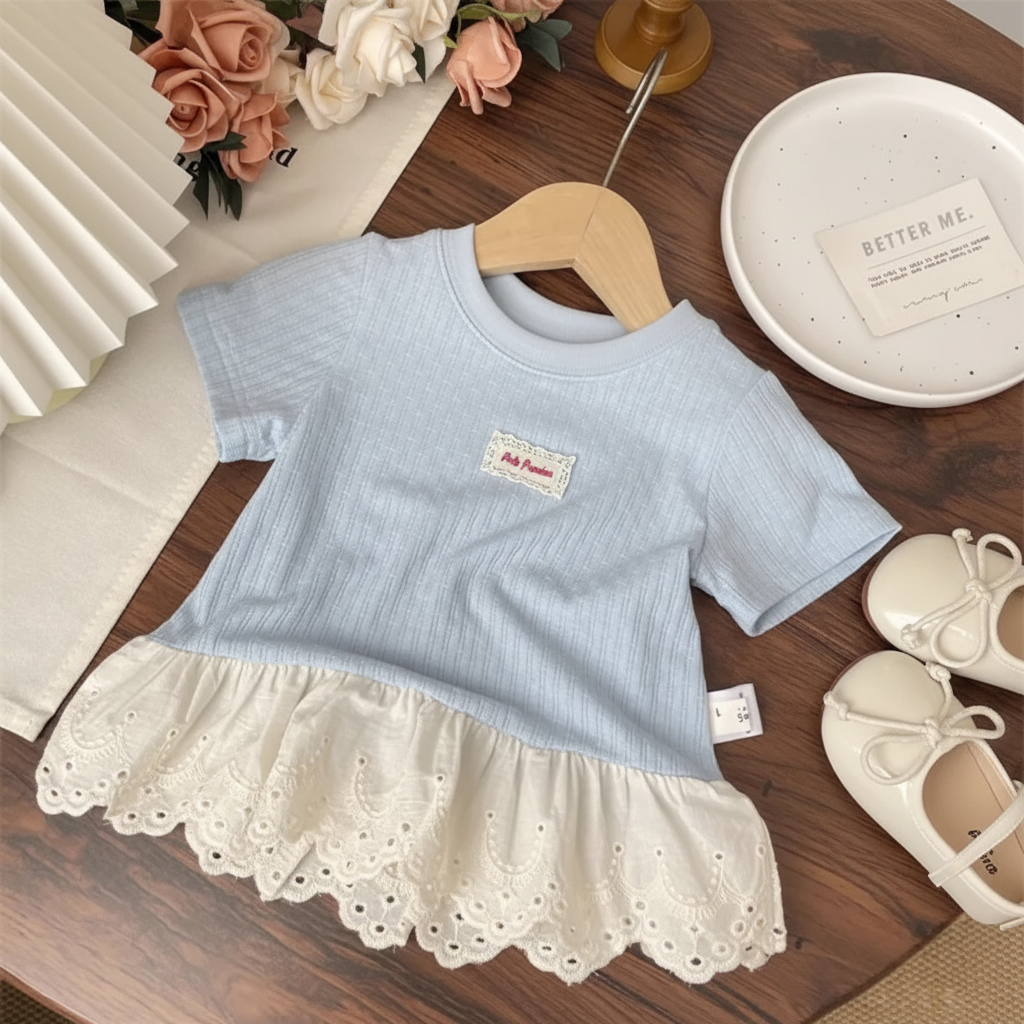 Polo Premium – Doux et mignon – T-shirt à bordure en dentelle