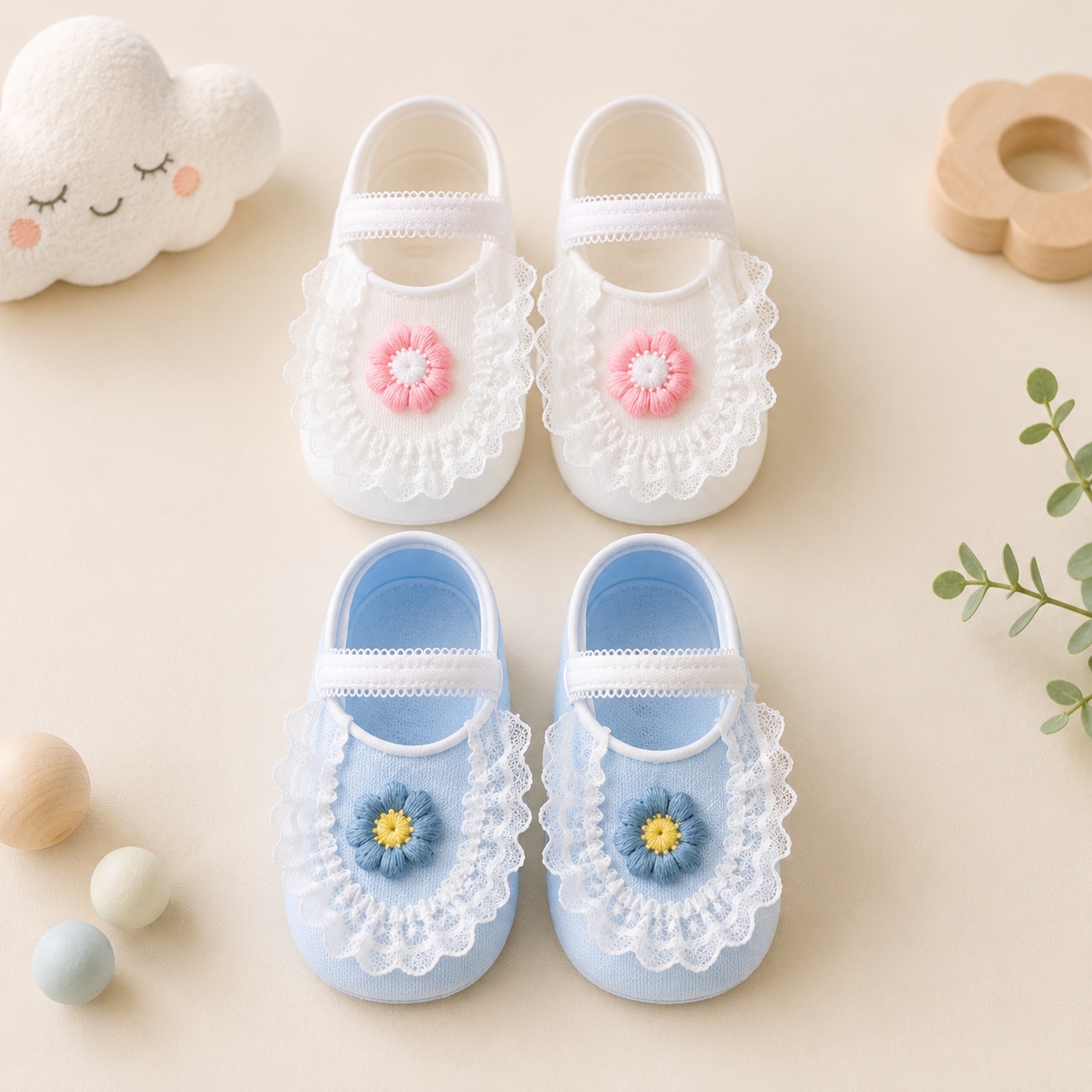 SweetFeet – Douces et mignonnes – Chaussettes pour bébé à fleurs et dentelle