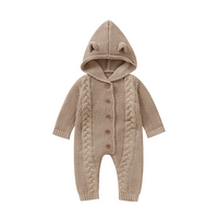 Thumbnail for SoftKnit – Chaleureux et mignon – Combinaison à capuche en tricot pour bébé