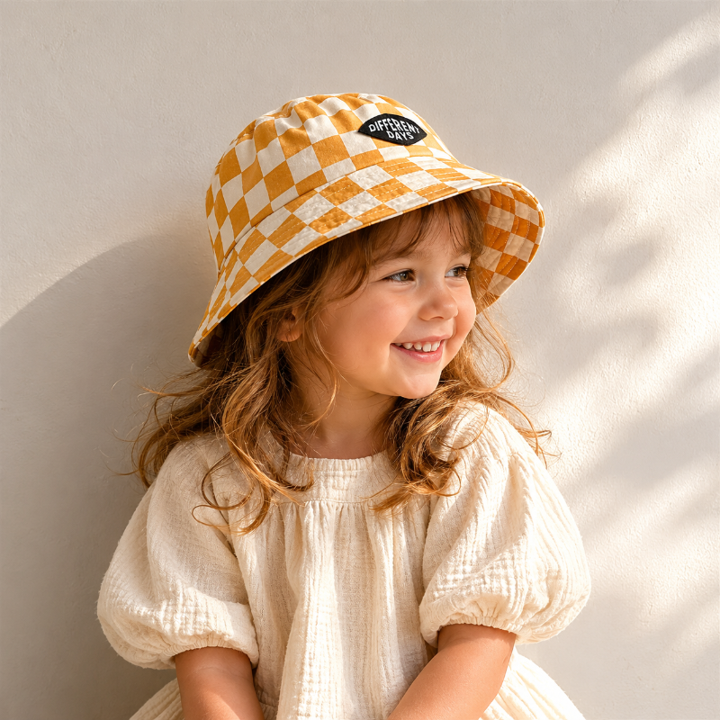 Bucket Hat – Mignon et protecteur – Bonnet pour enfant à carreaux