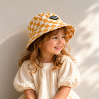 Thumbnail for Bucket Hat – Mignon et protecteur – Bonnet pour enfant à carreaux
