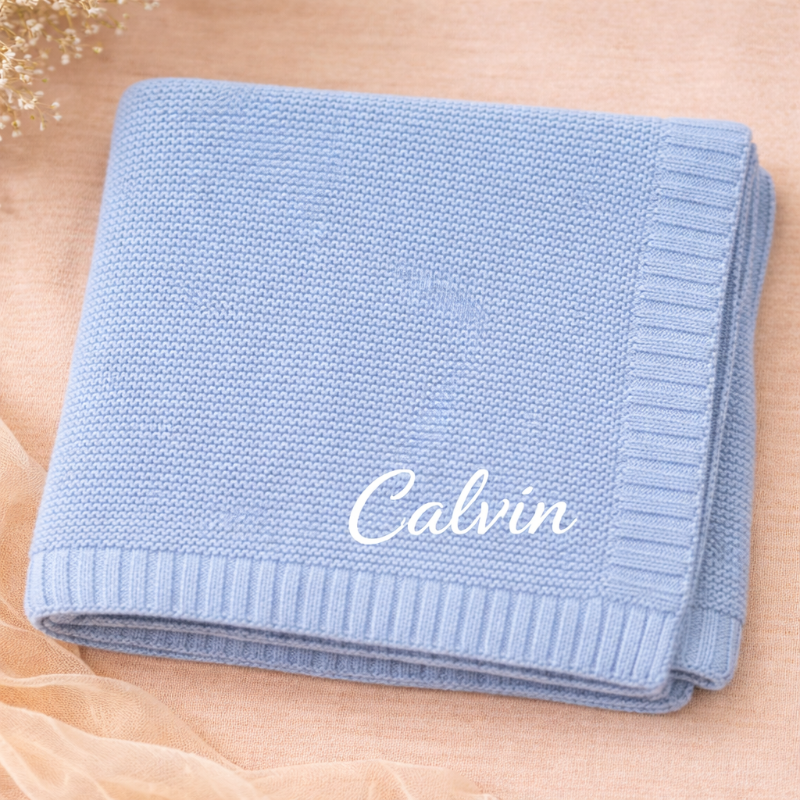 Personalized Baby Blanket – Douce et unique – Couverture en coton personnalisée et brodée