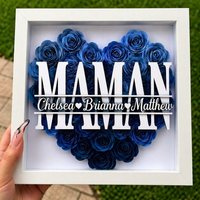 Thumbnail for Personalized Rose Shadow Box – Cadeau unique pour la fête des Mères – Boîte à ombres personnalisée avec des roses