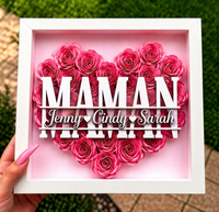 Thumbnail for Personalized Rose Shadow Box – Cadeau unique pour la fête des Mères – Boîte à ombres personnalisée avec des roses