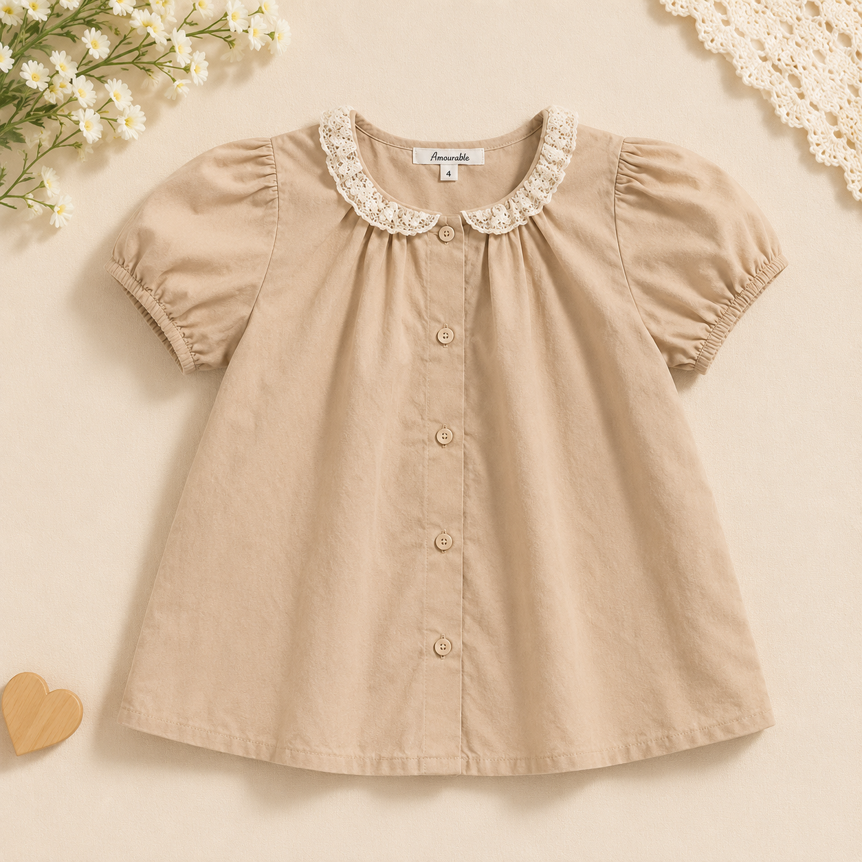 Girls Summer Fashion Top – Léger et confortable – Haut vintage pour fille