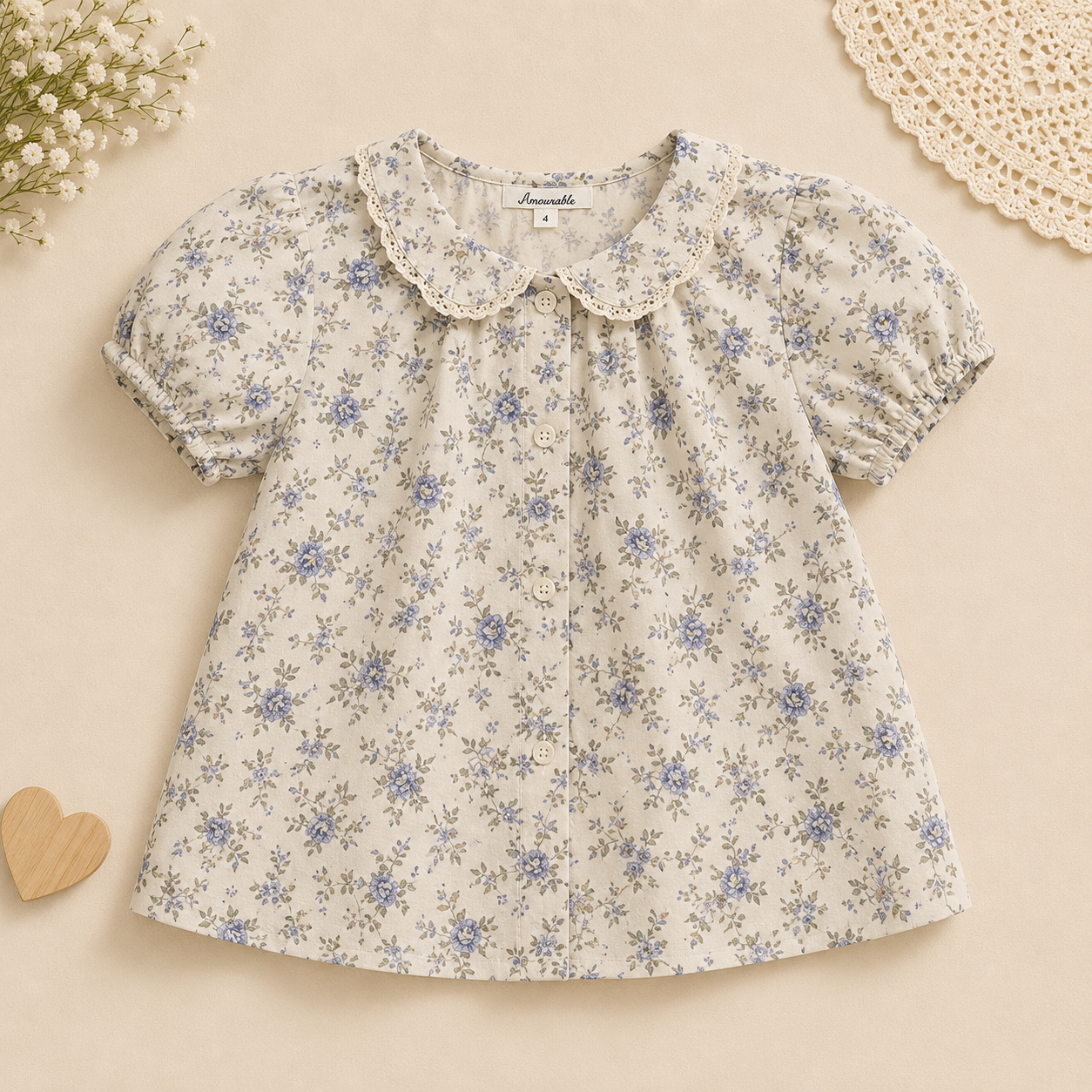 Girls Summer Fashion Top – Léger et confortable – Haut vintage pour fille