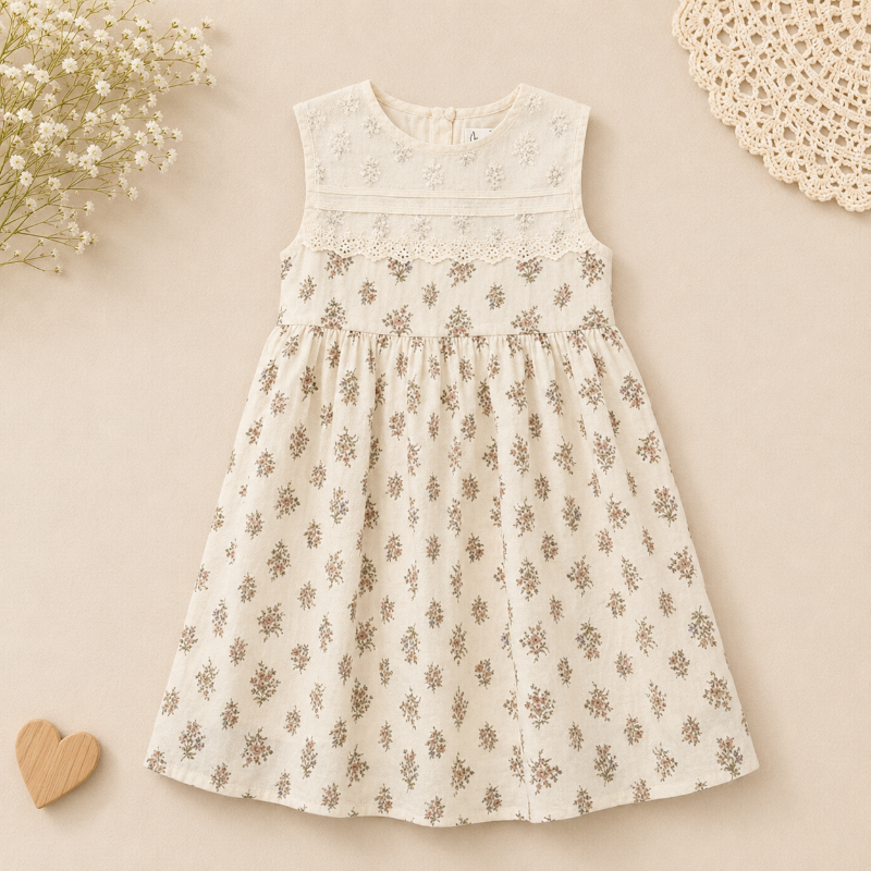 Short Sleeve Embroidery Dress – Élégance et confort – Robe de fille de créateur