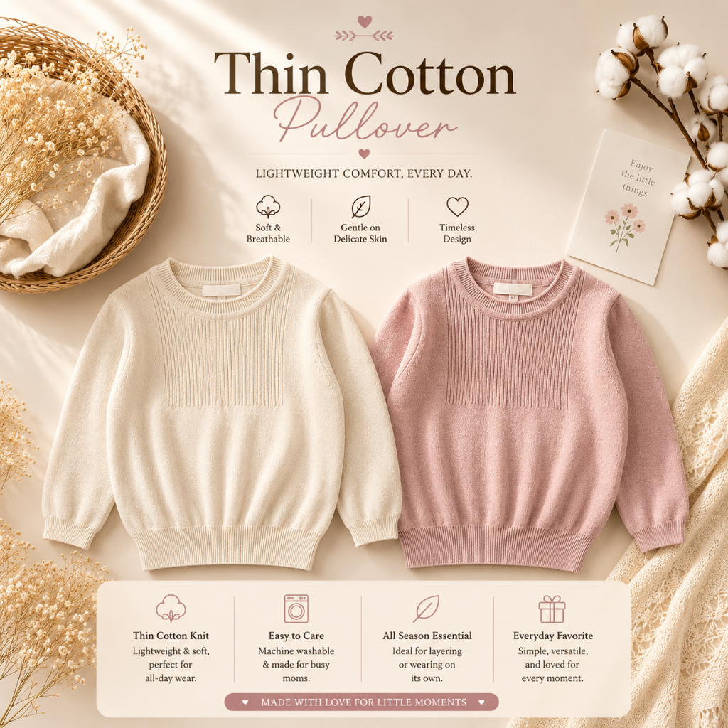Thin Cotton Pullover – Légèreté et confort – Pull en maille pour enfant