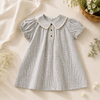 Check Dress – Doux et respirant – Col classique et manches bouffantes