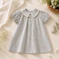 Thumbnail for Check Dress – Doux et respirant – Col classique et manches bouffantes