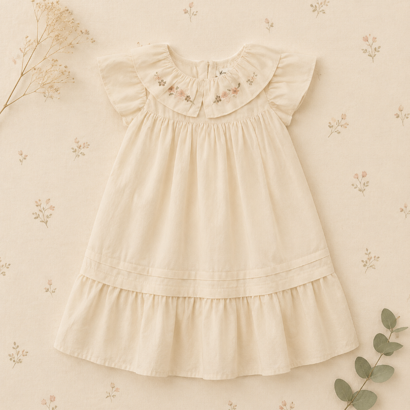 Princess Dress – Élégante et confortable – Robe à col brodé