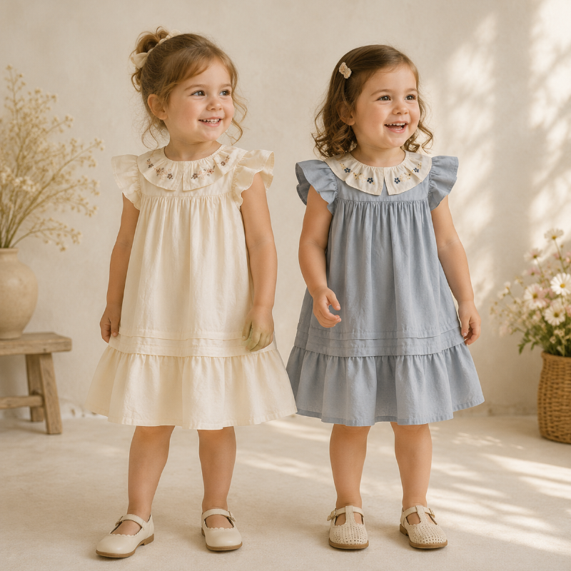 Princess Dress – Élégante et confortable – Robe à col brodé