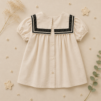 Thumbnail for Sailor Top – Élégant et confortable – Chemise à détails en dentelle et manches bouffantes