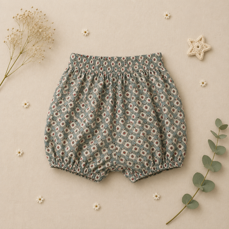 Matching Set – Confortable et imprimé marguerite – Bloomer, jupe et chemisier