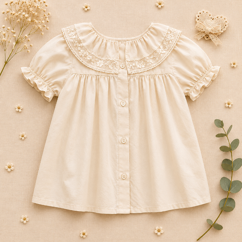 Ruffle Collar Top – Élégant et confortable – Haut à col décoratif et manches bouffantes