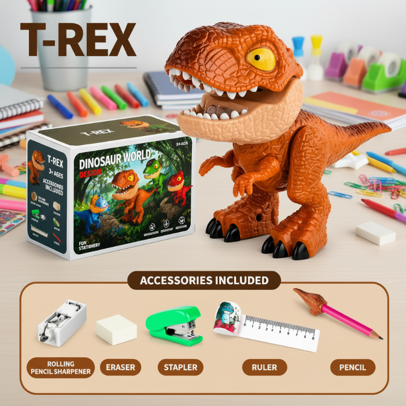 Dinosaur Stationery Toy – Créatif et éducatif – Ensemble de bureau 5 en 1