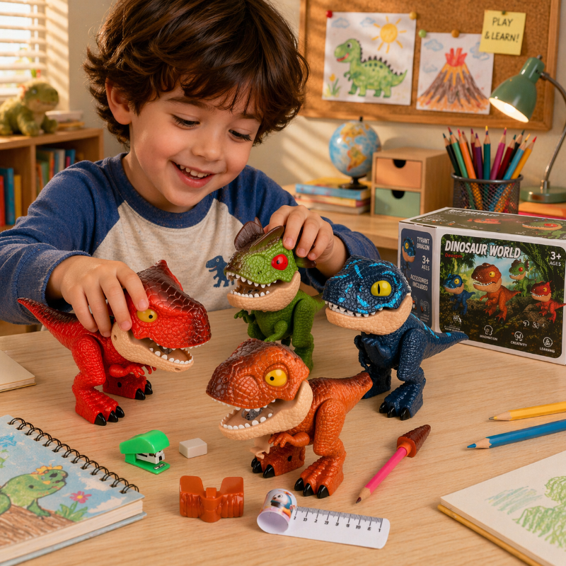 Dinosaur Stationery Toy – Créatif et éducatif – Ensemble de bureau 5 en 1