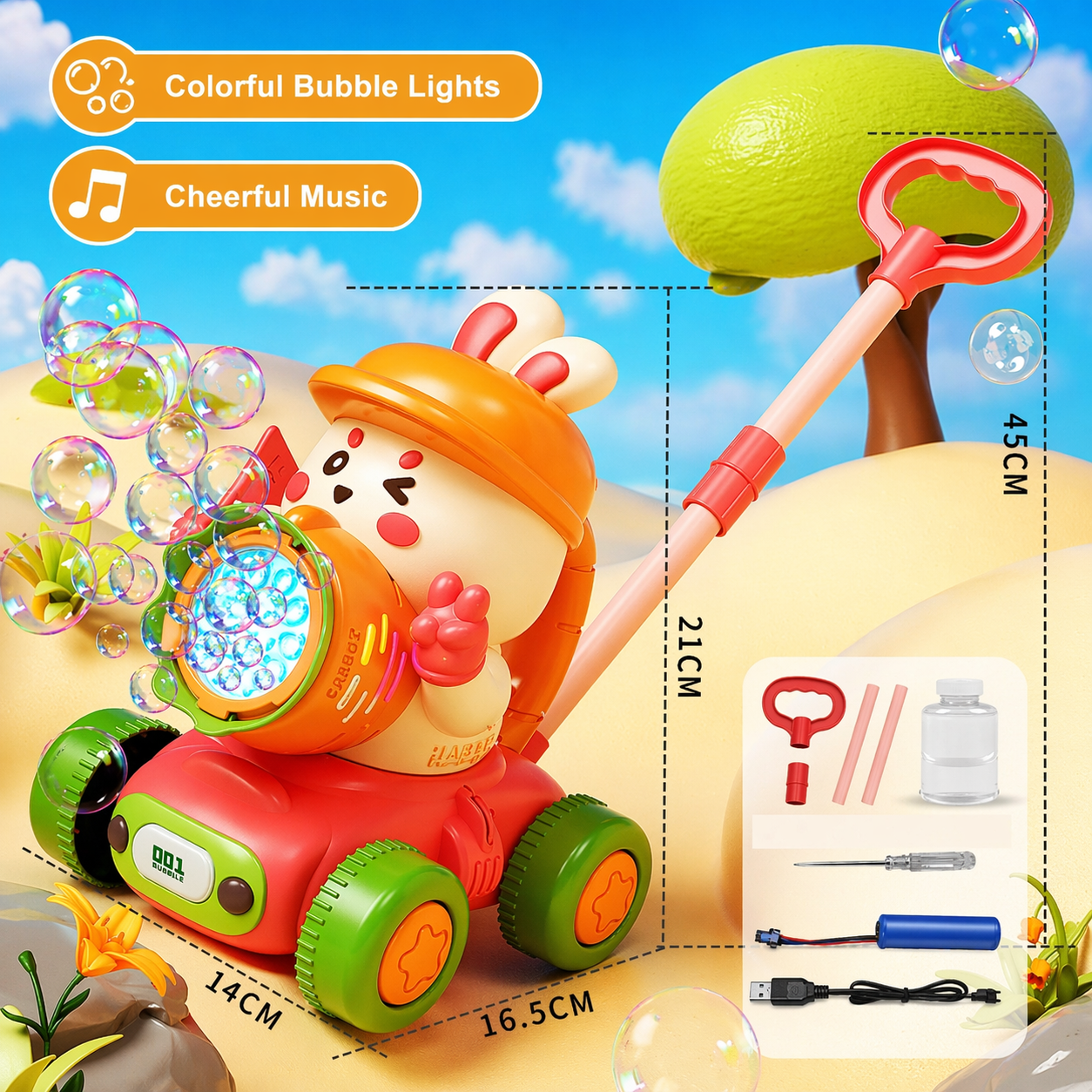 Bubble Blower – Ludique et amusant – Pousse-pousse à bulles