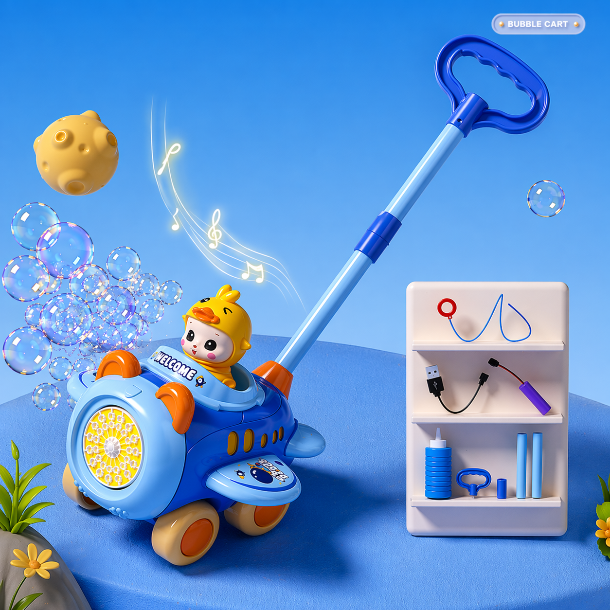 Bubble Blower – Ludique et amusant – Pousse-pousse à bulles