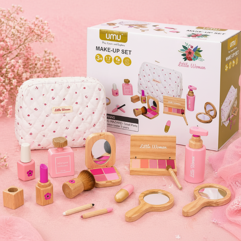 Wooden Makeup Play Set – Créativité et jeux de rôle – Trousse de maquillage en bois