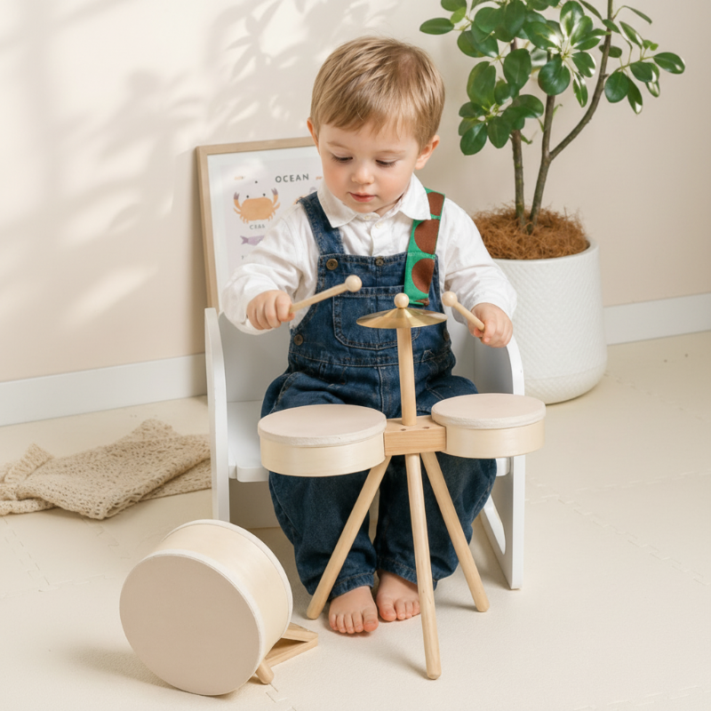 Kids Wooden Drum Toy – Musique & Créativité – Kit de batterie pour enfants