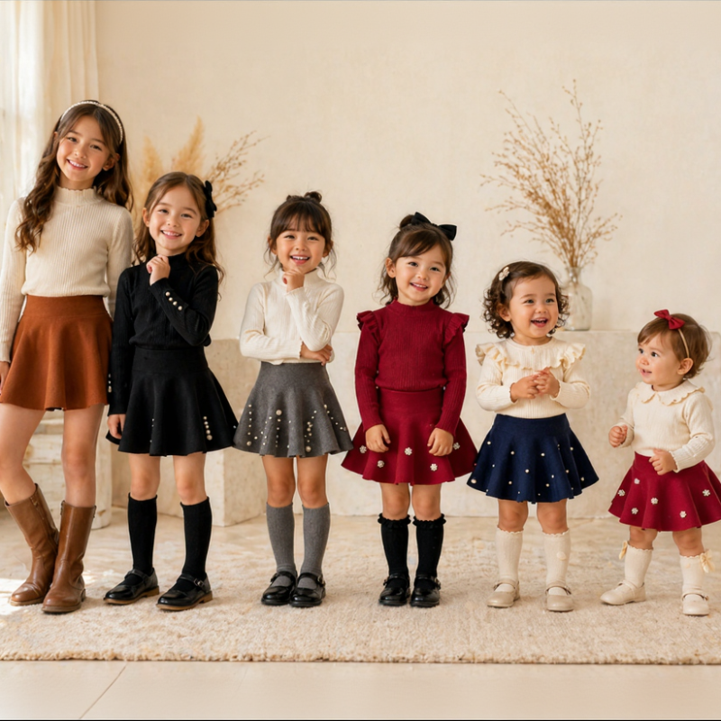 Girls Knitted Skirt – Confort et style – Jupe pour enfant
