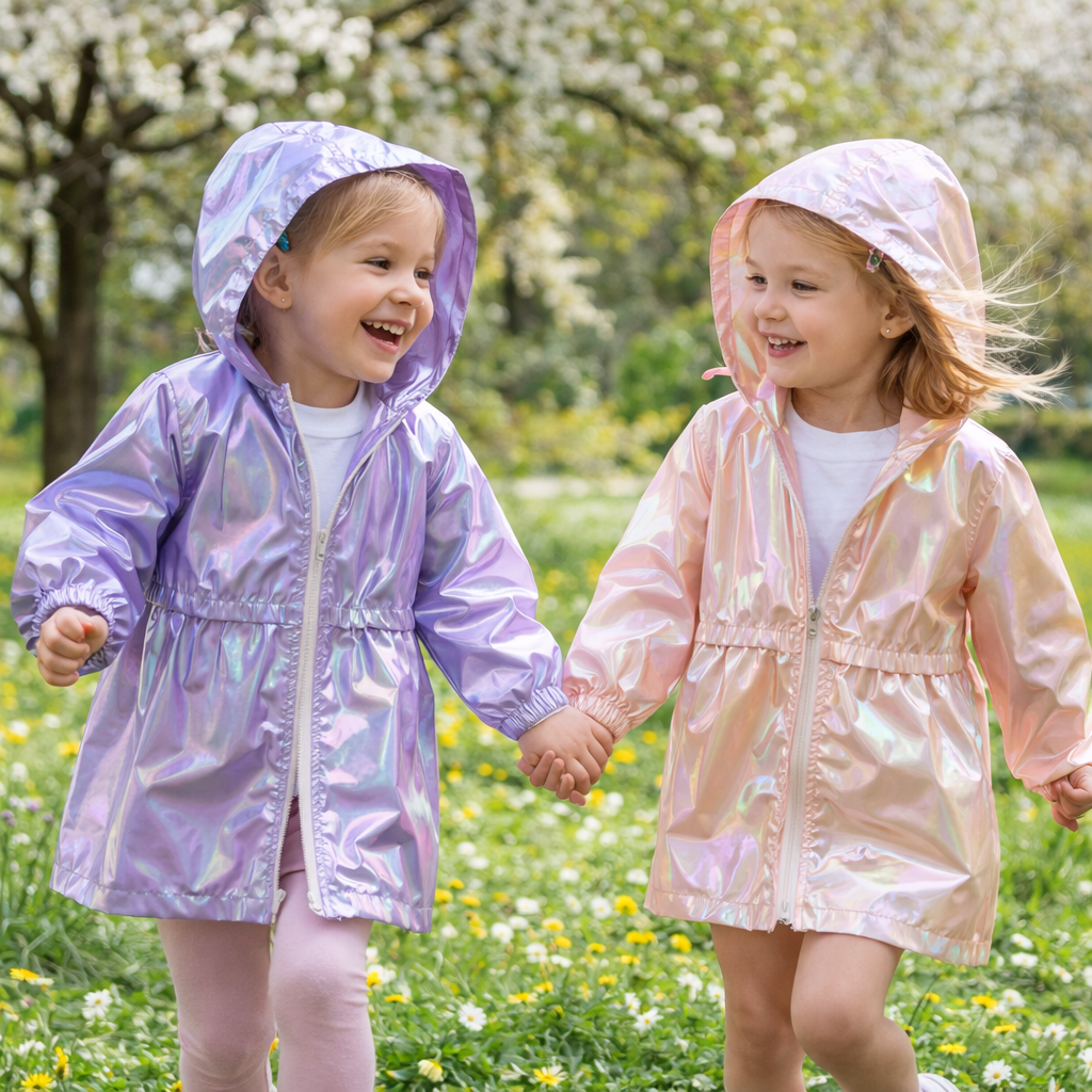 LumiBreeze – Brillant & Léger – Imperméable pour enfant avec capuche