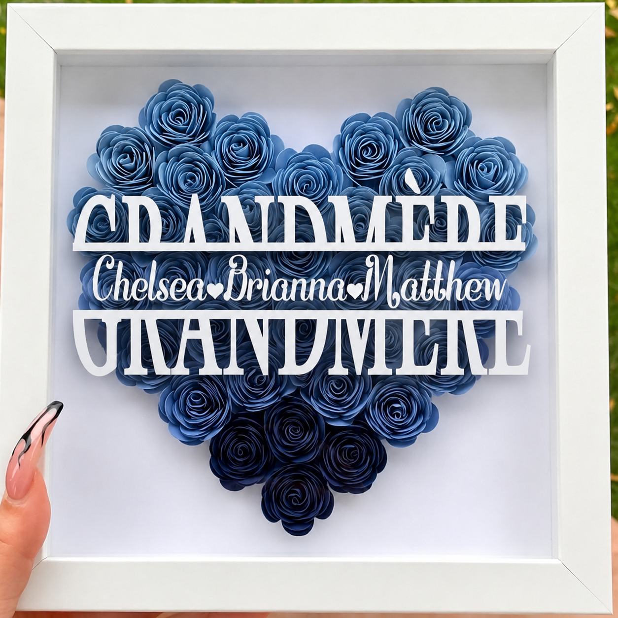 Personalized Rose Shadow Box – Cadeau unique pour la fête des Mères – Boîte à ombres personnalisée avec des roses
