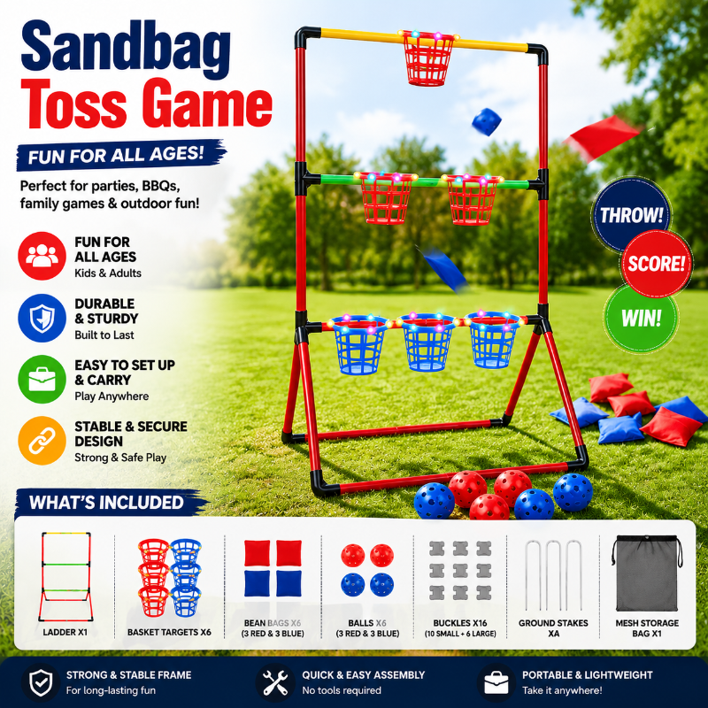Sandbag Toss Game – Interactif & En plein air – Kit de jeu « Sac de graines »
