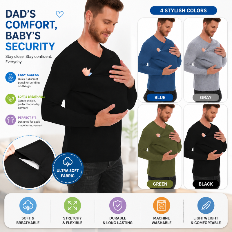 Kangaroo Pocket Shirt – Confort et praticité – T-shirt porte-bébé pour hommes