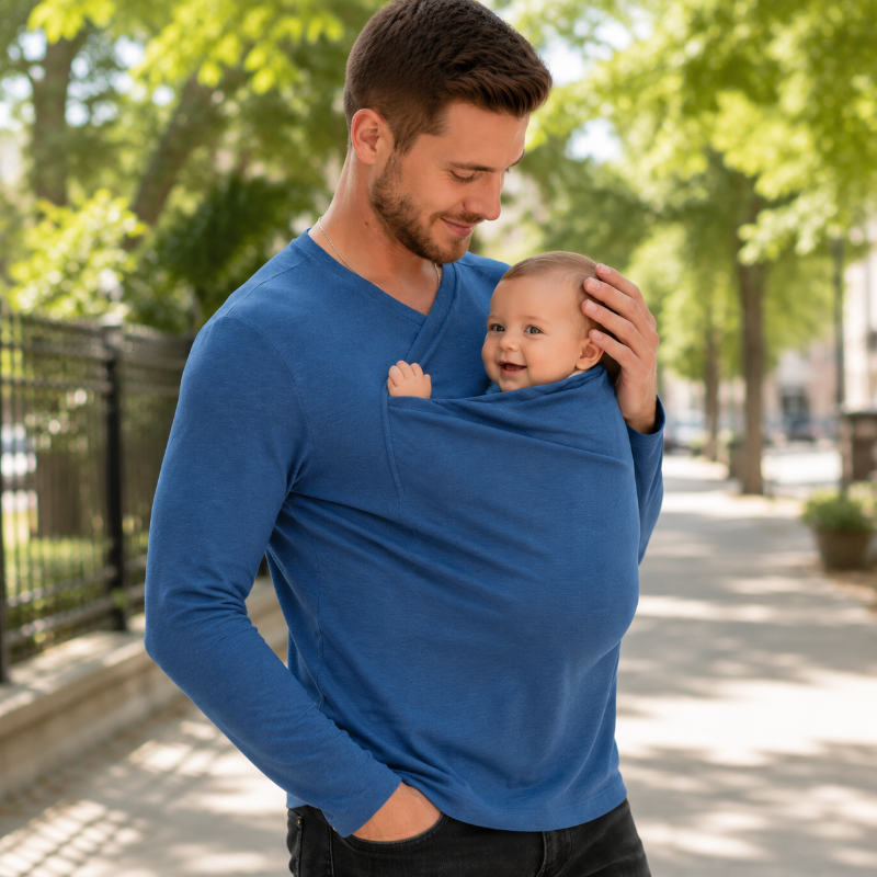 Kangaroo Pocket Shirt – Confort et praticité – T-shirt porte-bébé pour hommes