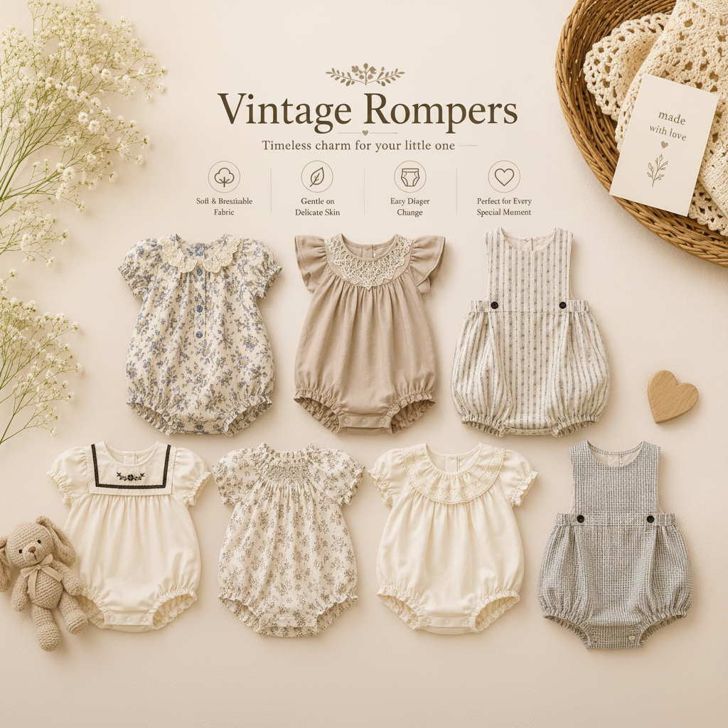 Vintage Rompers – Intemporel et doux – Combinaison pour bébé